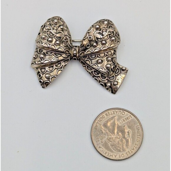 Vintage Danecraft Sterling Silver 925 Ornate Bow Brooch Pin - Picture 10 of 10